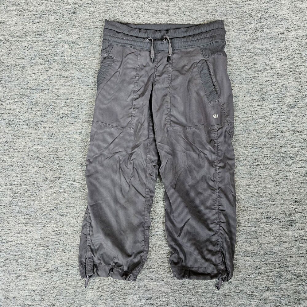 Lululemon Pants Womens 2 Gray Dance Studio Crop Drawstring Ruched Hem Athletic